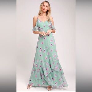 Take You There Mint Green Floral Print Maxi Dress